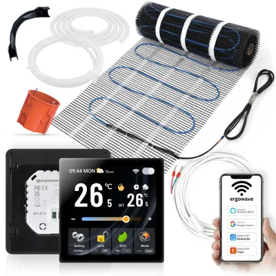 Obrázok produktu pre Sada vykurovacích rohoží s rozlohou 2,5 m² s termostatom SMART NICE.B, sada vykurovacích telies pripravená na použitie