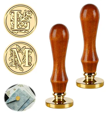 Produktbild von 2er Set Holz Wachs Siegelstempel mit Initialen M und L