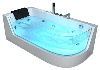 Produktbild von HOME DELUXE - Whirlpool Badewanne - CARICA Rechts weiß mit Heizung und Massage - Maße: 170 x 80 x 59 cm I Eckwanne, Indoor Badewanne