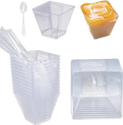 Obrázok produktu pre 50 ks opakovane použiteľných plastových pohárikov na dezerty s objemom 160 ml pre domácnosť a oslavy