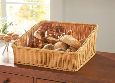 Produktbild von Auslagekorb aus Poly-Rattan, 50x50 cm, Regalkorb, Brotkorb