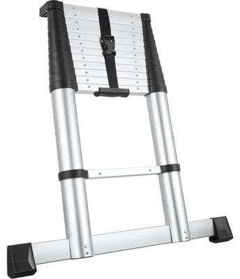 Produktbild von tectake® Aluminium Teleskopleiter 3,85 m, 13 Sprossen zuverlässige Arretierung und Soft Close