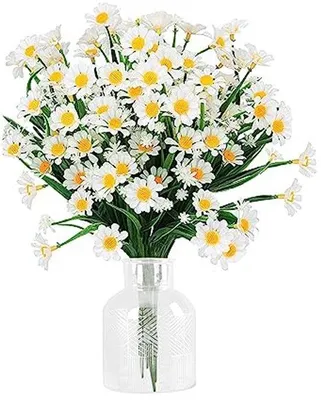 Image de Lot de 5 fleurs artificielles blanches pour la décoration d'intérieur, protection contre les UV