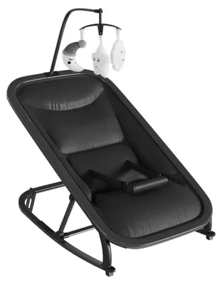 Produktbild von 2-in-1 Babywippe - Babyschaukel - 3 Neigungsstufen - Faltbar - Tragbar - Gepolstert - Metallrahmen - Für Neugeborene 0–12 Monate - Schwarz