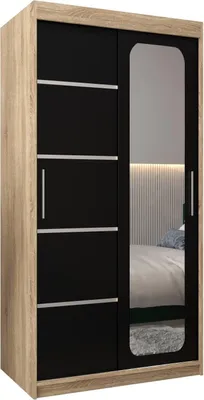 Produktbild von MEBLE KRYSPOL Promo 2100 Schlafzimmerschrank zwei Schiebetüren - Sonoma + Mattschwarz