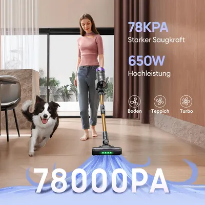 Obrázek produktu pro Ultenic U20UL akumulátorový vysavač, 60000Pa/ 600W/60Min, akumulátorový vysavač se samostojící konstrukcí, flexibilním ohýbacím kloubem, kartáčem proti zamotání podlahy