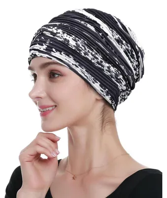 Obrázek produktu pro Šátek-turban pro dámy, univerzální velikost, bílá/černá