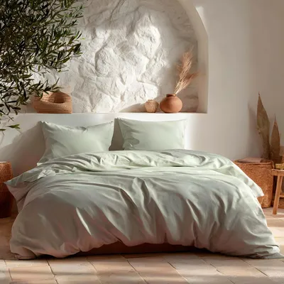 Productafbeelding van GAMUSI beddengoedset voor bedden van 80/90 cm, effen kleur, 100% katoen, dekbedovertrek