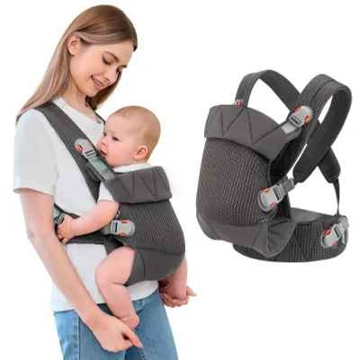 Produktbild von Babytrage Tragetuch Tragehilfe - Ergonomisch - Verstellbar - Dunkelgrau - 3 bis 20,5 kg
