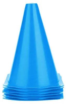 Produktbild von 6 Stück 18 cm Fußball-Trainingskegel, Fußballbarrieren, Markierungshalter aus Kunststoff, Zubehör (Blau)
