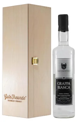 Produktbild von San Faustino Grappa Bianco mit Geschenk-Holzkiste