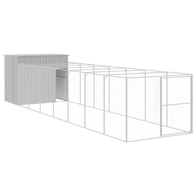 Obrázok produktu pre Búda pre psa s výbehom svetlo sivá 214x865x181 cm pozink. oceľ
