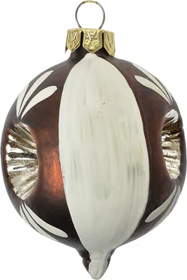 Image de Clayre & Eef Boule de Noël Ø 5x7 cm Marron Blanc Verre