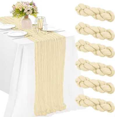 Produktbild von 6er Set Tischläufer Baumwolle Look Boho Gaze für deko 6er Set(Beige)