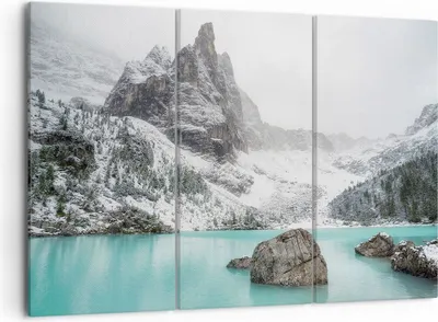 Produktbild von Bild auf Leinwand - Leinwandbild - 3 Teile - Berge See Schnee - 105x70cm - Wand Bild - Wanddeko - Wandbilder - Leinwanddruck - Bilder - Wanddekoration - Leinwand bilder - Wandbild - CE105x70-4377