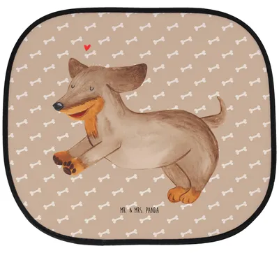 Produktbild von Mr. & Mrs. Panda Auto Sonnenblende Hund Dackel - Hundeglück - Geschenk, autofenster sonnenschutz, für Autoscheiben, Autoscheibe, Fenster, Sprüche, Braun, Hunde, Dachshund