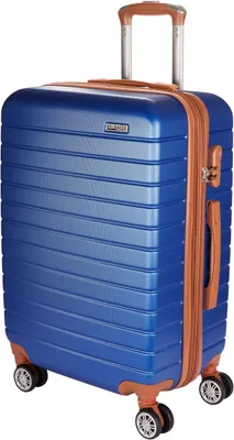 Produktbild von BRUBAKER Hartschalen Koffer Paris - Reisekoffer Trolley mit Zahlenschloss und 4 Rollen - Rollkoffer 43 x 66,5 x 26 cm, L, Blau und Hellbraun