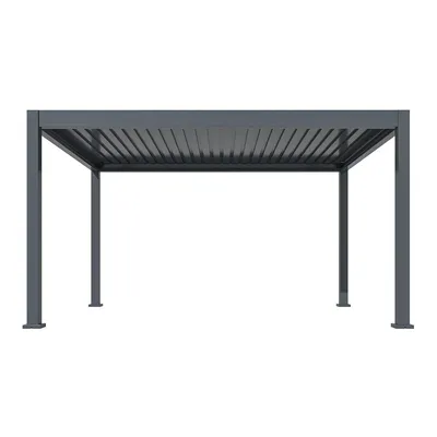 Produktbild von Pergola PLUS Aluminium freistehend | 3 x 4 M | Elektro | Lamellendach anthrazit Terrassenüberdachung | LEDs RGB | Simpo Lifestyle