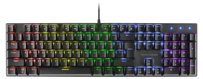 Obrázok produktu pre Mechanická herná klávesnica – rozloženie klávesnice USA, káblové pripojenie, RGB podsvietenie, čierna farba