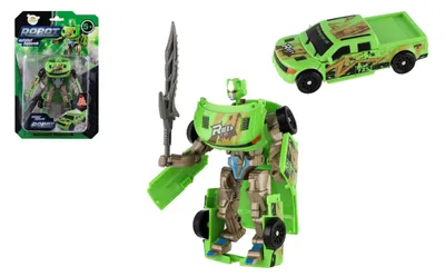 Zdjęcie produktu dla Transformers – samochód/robot, plastikowy, 14 cm, zielony, na kartonie 17 x 26 x 6 cm