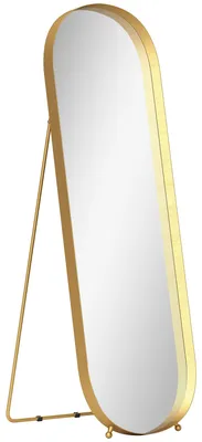 Immagine prodotto di HOMCOM Specchio a figura intera 160x50 cm Specchio da terra bombato con cornice in metallo, dorato