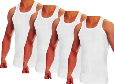 Produktbild von TEXEMP 4er Pack Herren Unterhemd Baumwolle Tank Top Feinripp Shirt Achselhemd | B104 - Weiß - M - 4 Stück