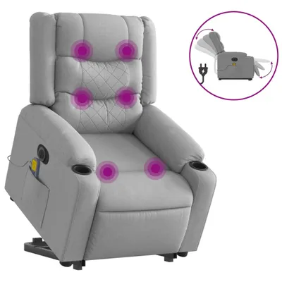 Obrázek produktu pro Elektrické zvedací masážní polohovací křeslo světle šedé textil