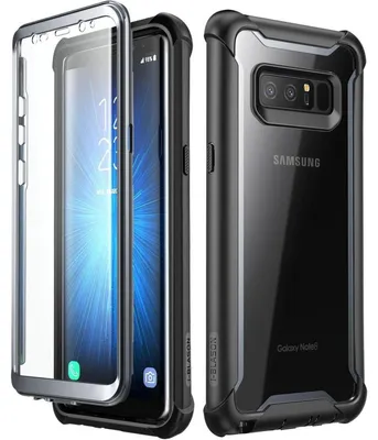 Obrázok produktu pre Ochranné puzdro 360° pre Samsung Galaxy Note 8, priehľadné, čierne, s ochranou obrazovky