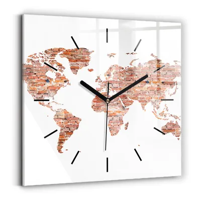 Produktbild von Wallfluent Wanduhr – Stilles Quarzuhrwerk - Uhr Dekoration Wohnzimmer Schlafzimmer Küche - Zifferblatt mit Striche - schwarze Zeiger - 30x30 cm - Alte Ziegelsteinkarte
