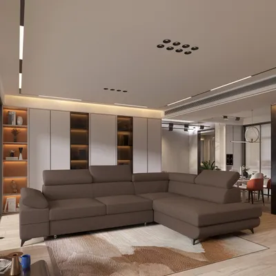 Produktbild von Masseno Ecksofa FAVIEN R-S mit Schlaffunktion L-Form, Sofa mit Bettkasten, Wohnzimmersofa, Couch, Soffa, Bettsofa, Couchgarnitur- Braun, QUELLE 25