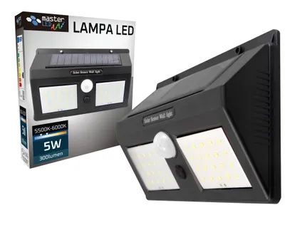 Produktbild von MasterLED Solarleuchte mit Bewegungsmelder außen 40 LED IP44 6500K kaltweiß Wandlampe schwarz mit Dämmerungssensor