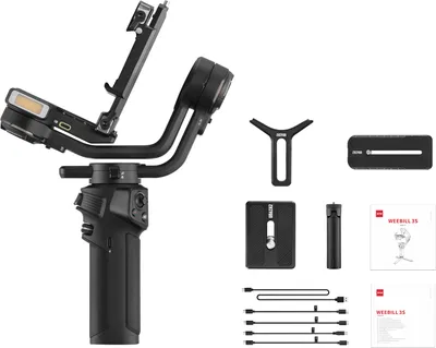 Produktbild von ZHIYUN WEEBILL 3S Standard-Handkamera, 3-Achsen-Gimbal-Stabilisator, Schnellverschluss, integriertes Fuelllicht, PD-Schnellladebatterie, max. Traglast: 3 kg, Ersatz fuer spiegellose DSLR-Kameras von Canon, Sony, Nikon