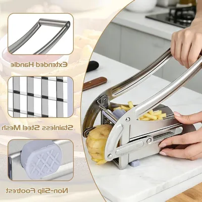 Edelstahl Pommes Schneider mit 2 Messergrößen für perfekte Pommes