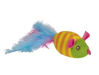 Produktbild von Nobby StrickMaus mit Feder & Catnip 11cm / 20cm