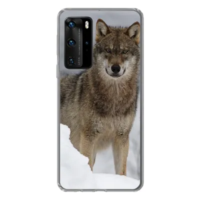 Produktbild von MuchoWow® Handyhülle Schutzhülle Hülle für Huawei P40 Pro Wolf - Schnee - Tiere Silikon Softcase Handy Hülle - Schutz