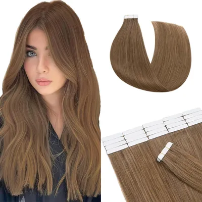 Obrázok produktu pre Predlžovanie vlasov páskami – 30 cm, prírodné vlasy, svetlohnedá farba