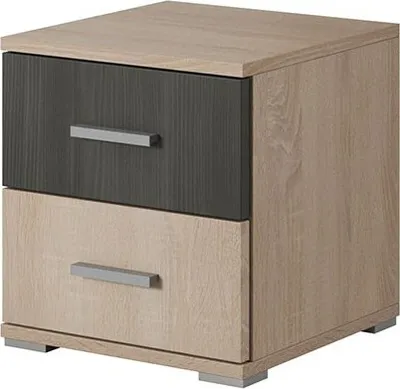 Image de Table de nuit Table de nuit avec tiroirs Wenecja 40 cm Chêne Sonoma+ Pin Norvégien noir