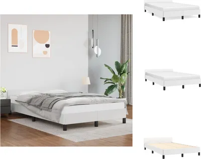 Produktbild von vidaXL Bettgestell mit Kopfteil Weiß 120x200 cm Kunstleder -  Betten & Bettgestelle