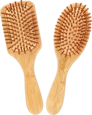 Produktbild von 2 Stück natürliche Bambus-Haarbürste - Haarpflege für Männer, Frauen und Kinder - tragbare Haarmassagebürste - für alle Haartypen.