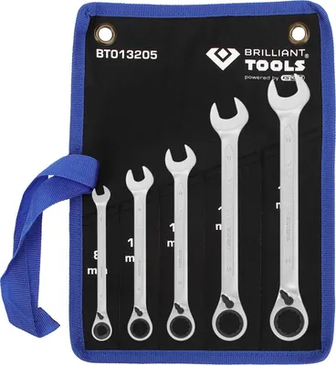 Immagine prodotto di BRILLIANT TOOLS Set di chiavi ad anello a cricchetto 5 pezzi reversibili 8 - 19 mm - BT013205