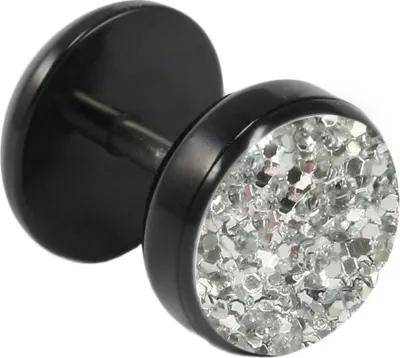 Produktbild von Fake Plug Ohrstecker schwarz Glitterline in verschiedenen Farben und Größen Farbe - Transparent Größe - 6 mm