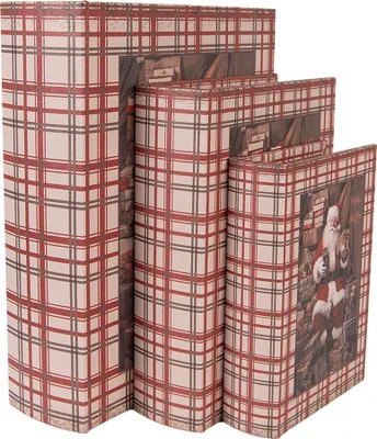 Image de Clayre & Eef Boîte de rangement, jeu de 3 livres 27/ 22 / 18 cm Marron MDF