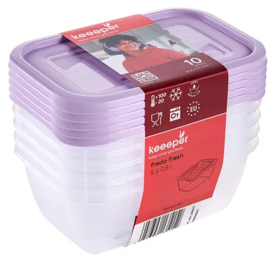 Obrázok produktu pre keeeper Fredo, kontajner, Obdĺžnikový, 0,5 L, Purpurová, Priehľadná, Polypropylén (PP), -20 - 100 °C