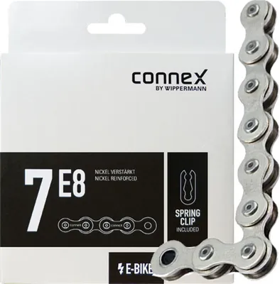 Produktbild von Connex Kette 7E8 1-fach, 132 Glieder, E-25 Federverschluss, 1/2x3/32, silber