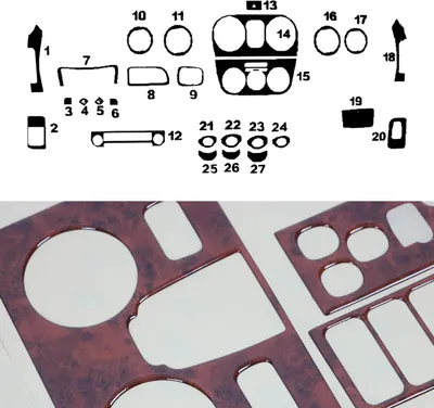 Image de Décor intérieur Cockpit pour Citroen Nemo 2008-2021 optique bois de racine 27pcs