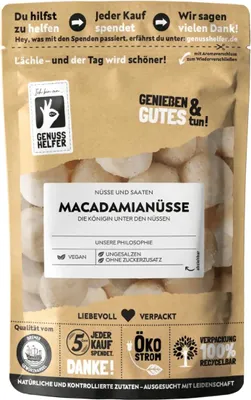 Produktbild von Macadamianüsse, ganz, ungesalzen, Macadamia Nusskerne, 200g