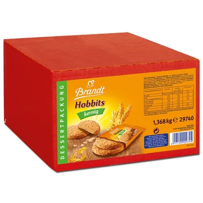 Zdjęcie produktu dla Brandt Hobbits Kernig 60 opakowań deserowych po 2 ciasteczka owsiane każde 1368g