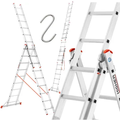 Zdjęcie produktu dla Drabina aluminiowa profesjonalna wielofunkcyjna HIGHER 3x9 seria 73PRO