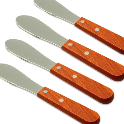 Buttermesser-Set 4er, Edelstahl, Holzgriff, 21 cm