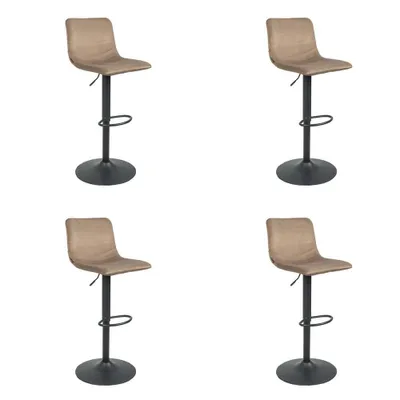 Zdjęcie produktu dla Krzesło barowe Bronx71, obicie z weluru, model Frenkie, wysokość 59-76 cm, kolor taupe, zestaw 4 sztuki